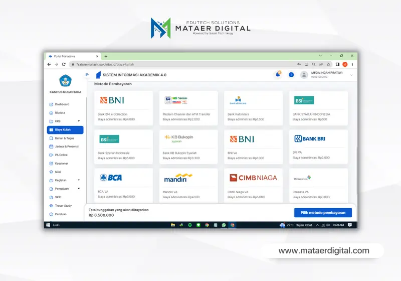 PEMBAYARAN KULIAH JADI MUDAH DAN CEPAT DENGAN SIAKAD 4.0 MATAER DIGITAL